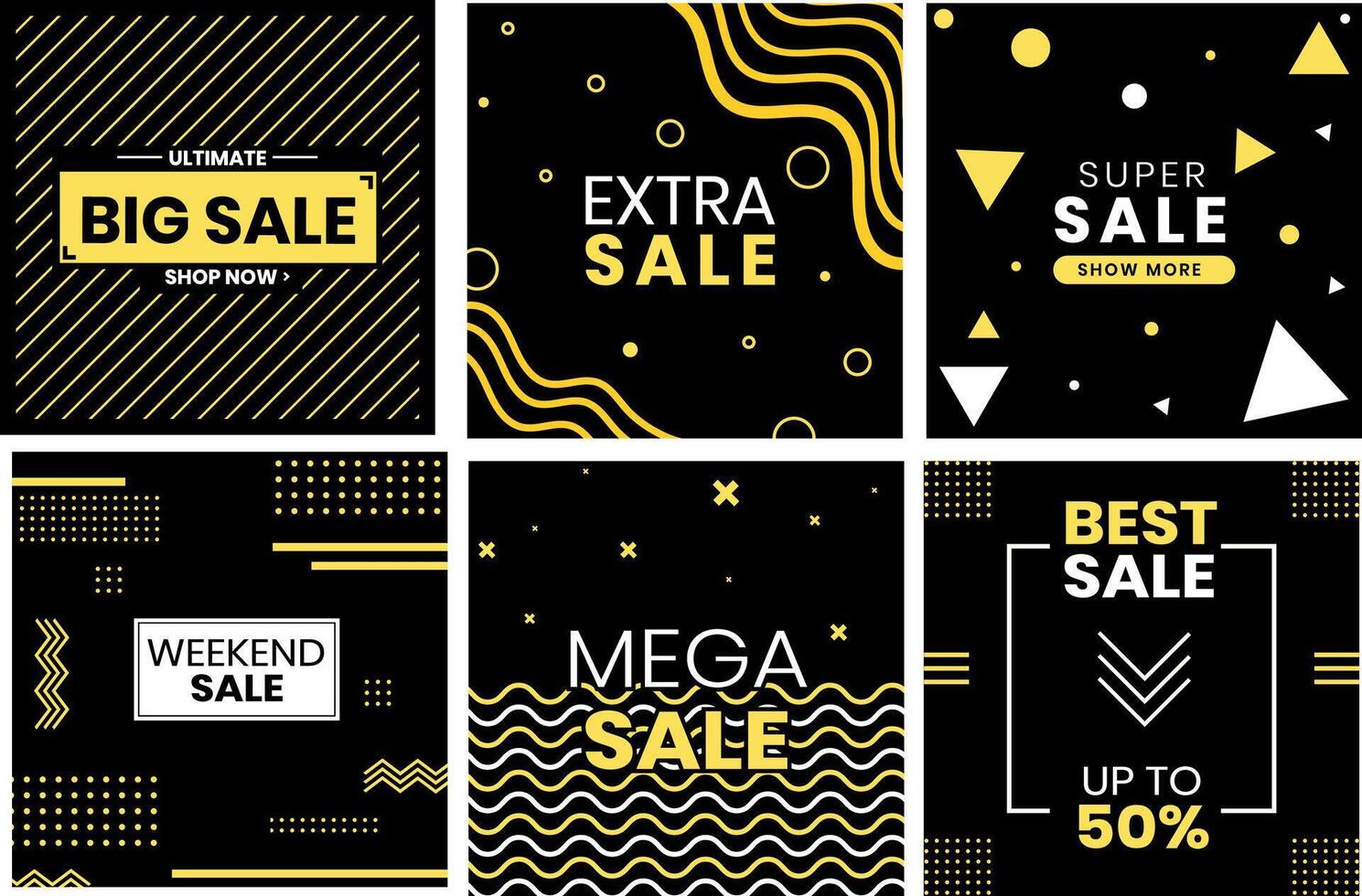 Modern Sales for Social Media Black and Yellow vector