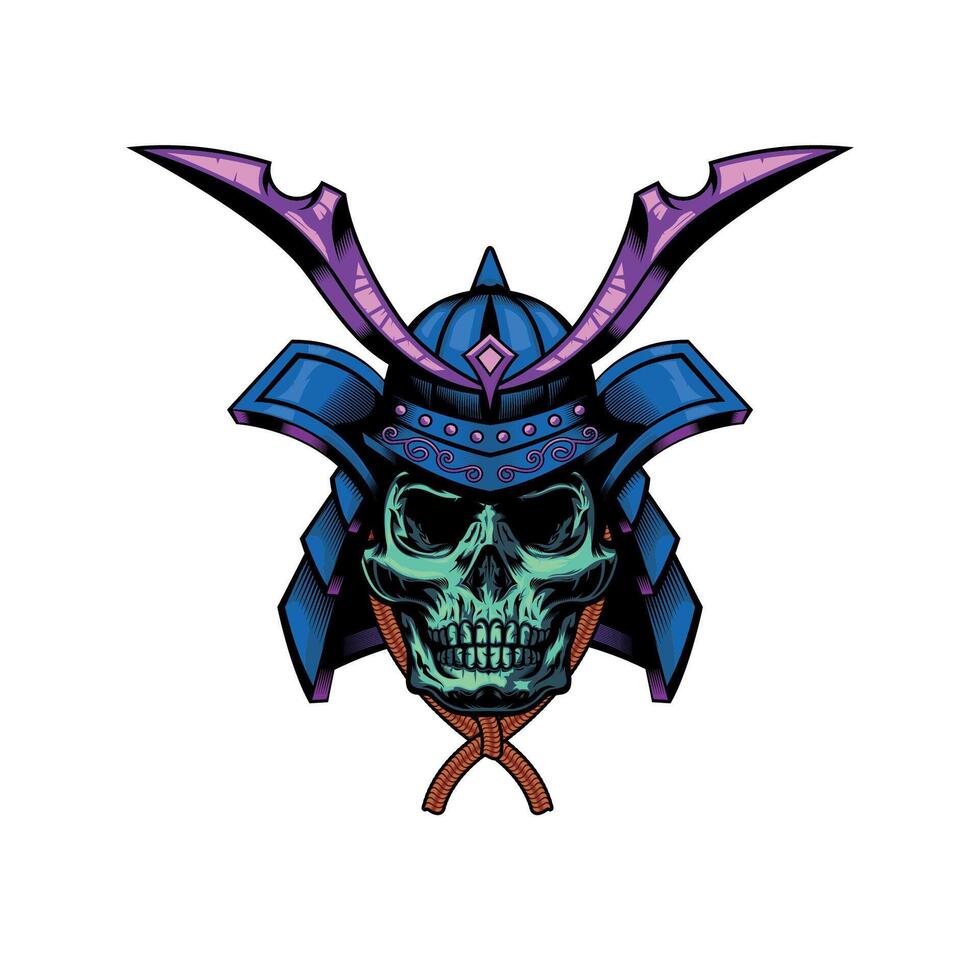 Samurai skull helmet illustration vector