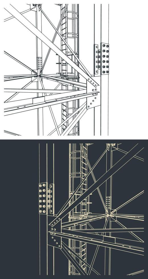 Self-supporting tower support close up vector