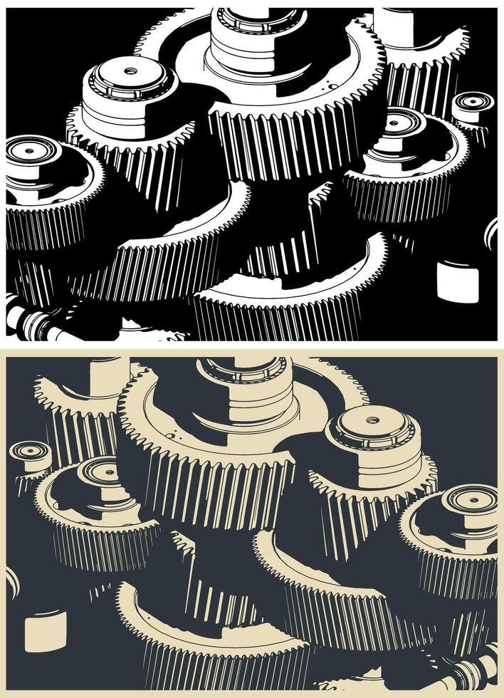 Gear mechanism close up vector