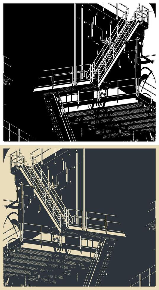 Metal structures of the offshore platform close up vector
