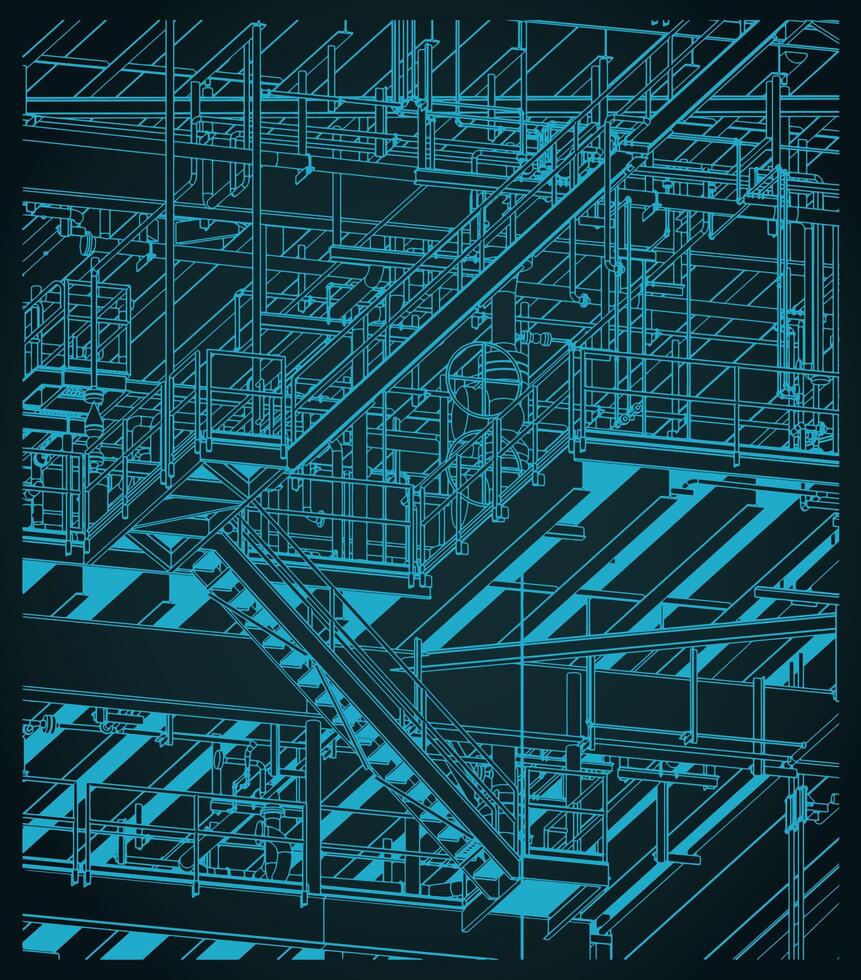 Metal structures offshore platform close up vector