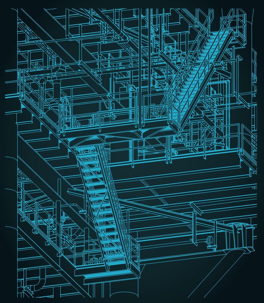Metal structures offshore platform close up illustration vector