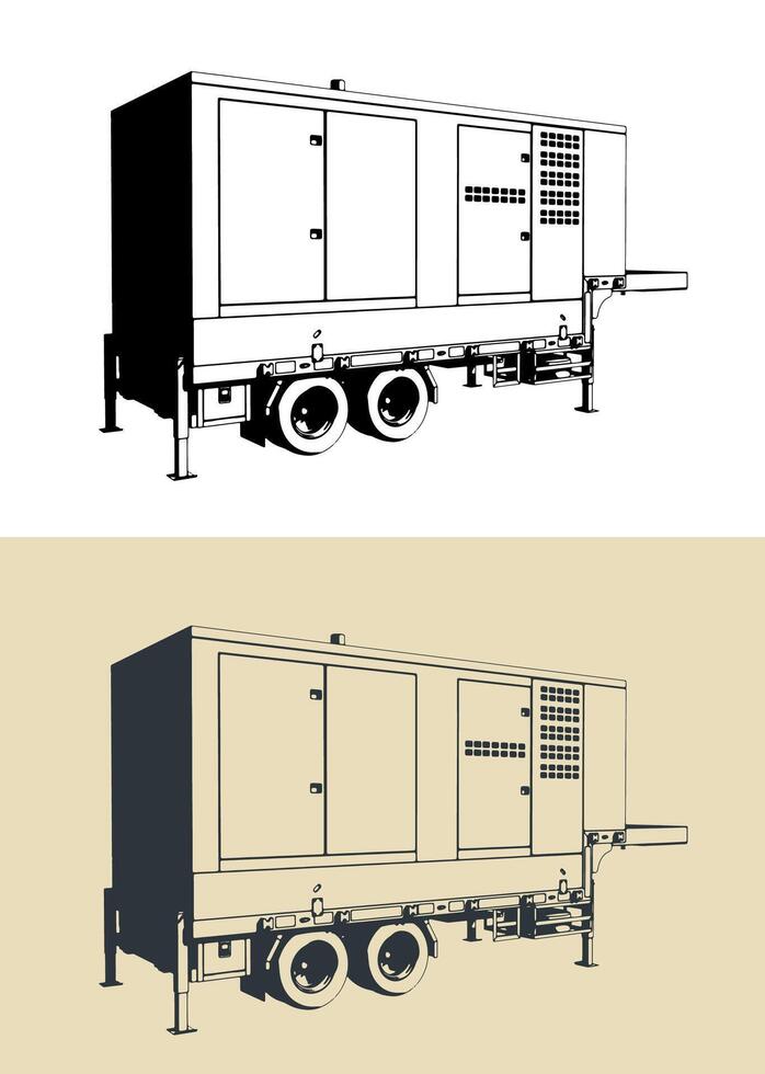 Generator trailer illustrations vector