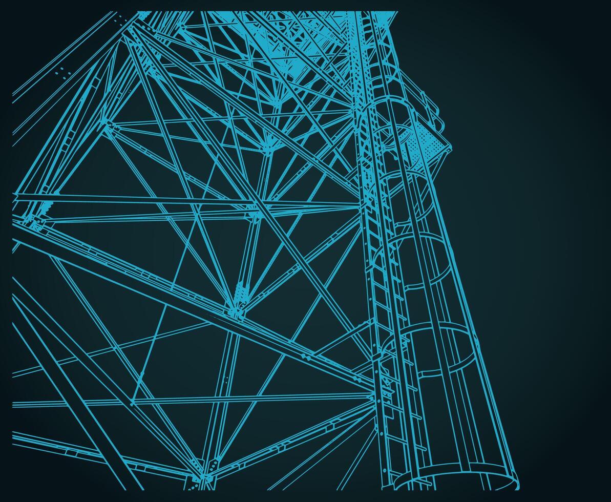 Self-supporting tower close up illustration vector