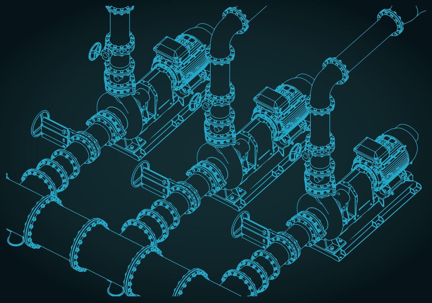 Water pumping station close up isometric illustration vector