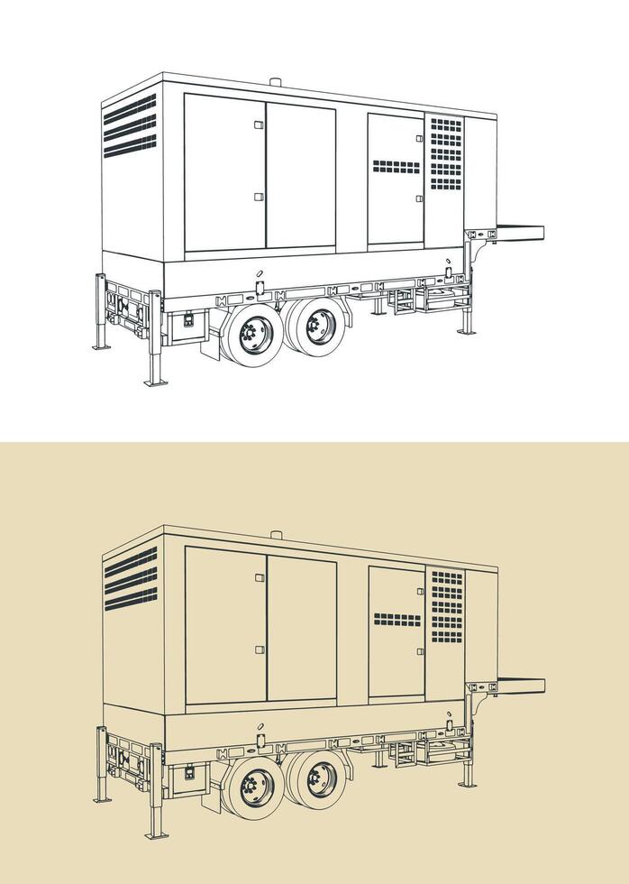 Diesel generator trailer vector