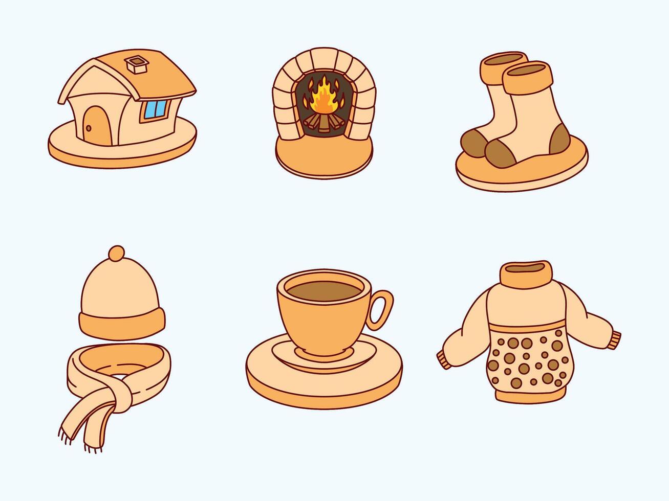 Cozy Winter Essentials Icon Set vector