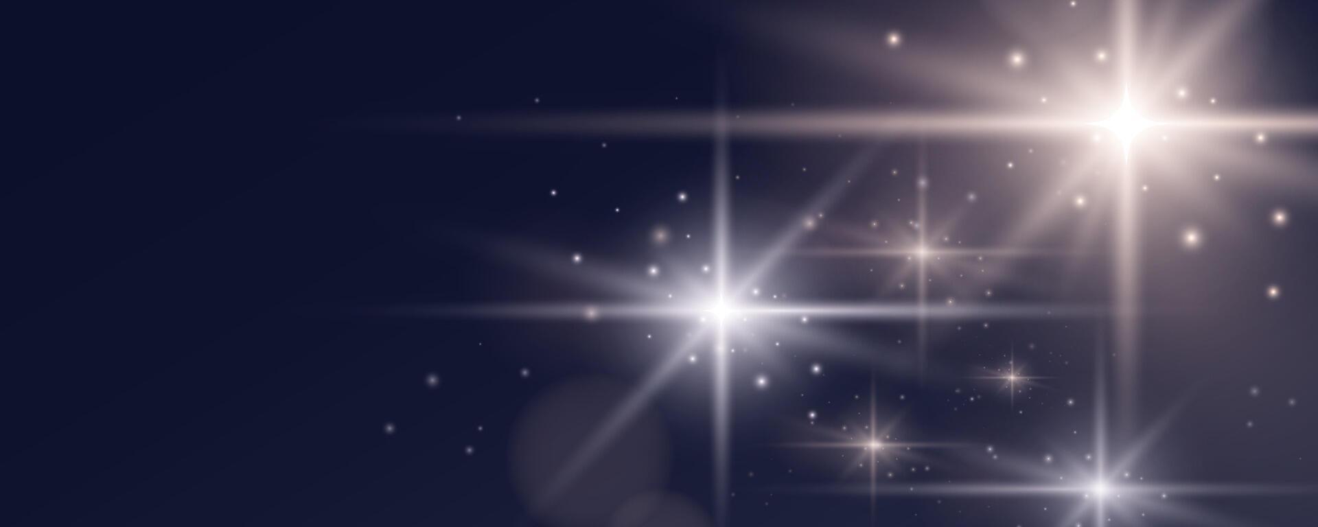 Glowing stars and blinks banner, shiny abstract backdrop for celebration announces with sequins and beams. design magic aesthetics wallpaper. vector