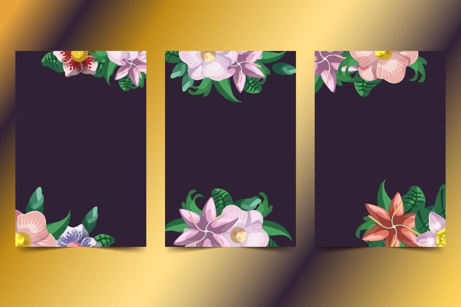 A3 paper cover hand drawn winter flowers collection vector