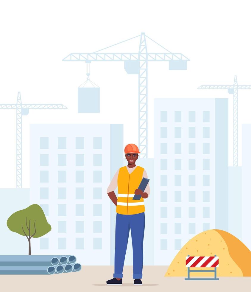 Construction worker at a building site vector