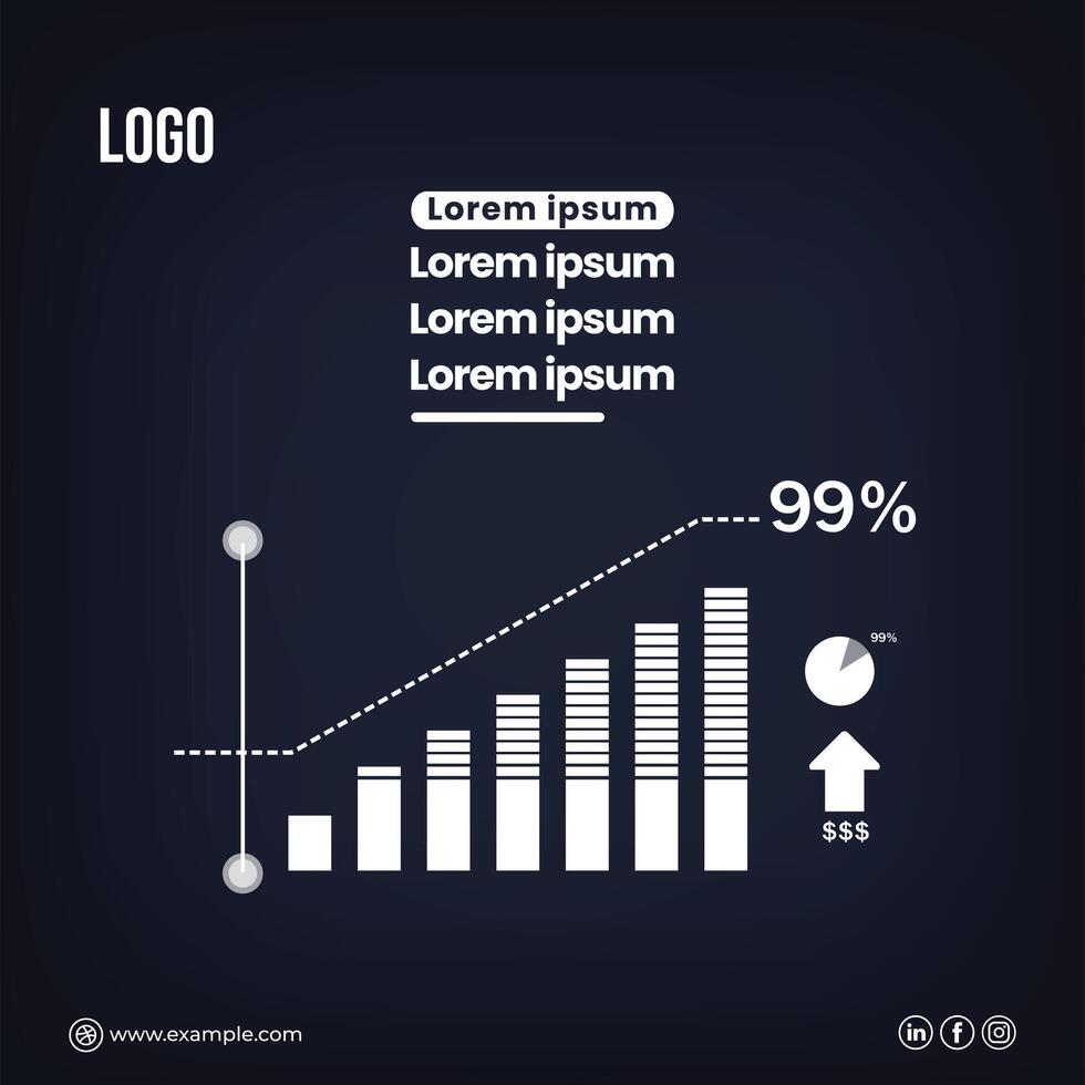 Growth social media banner design art with dark background vector