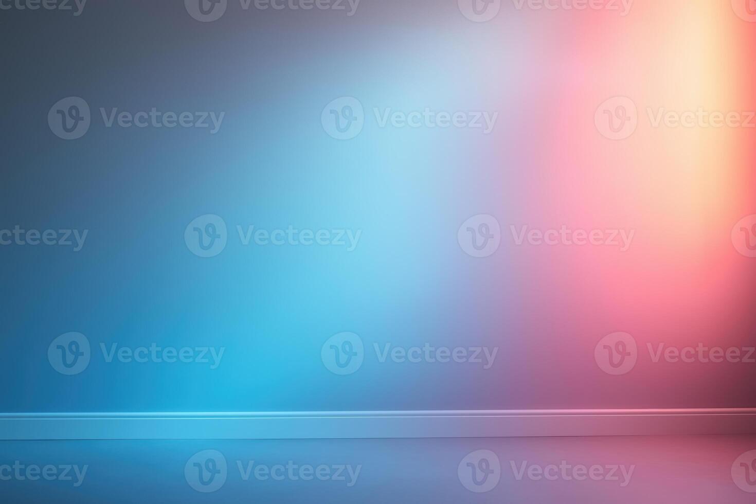Empty room with colorful gradient wall and skirting board photo