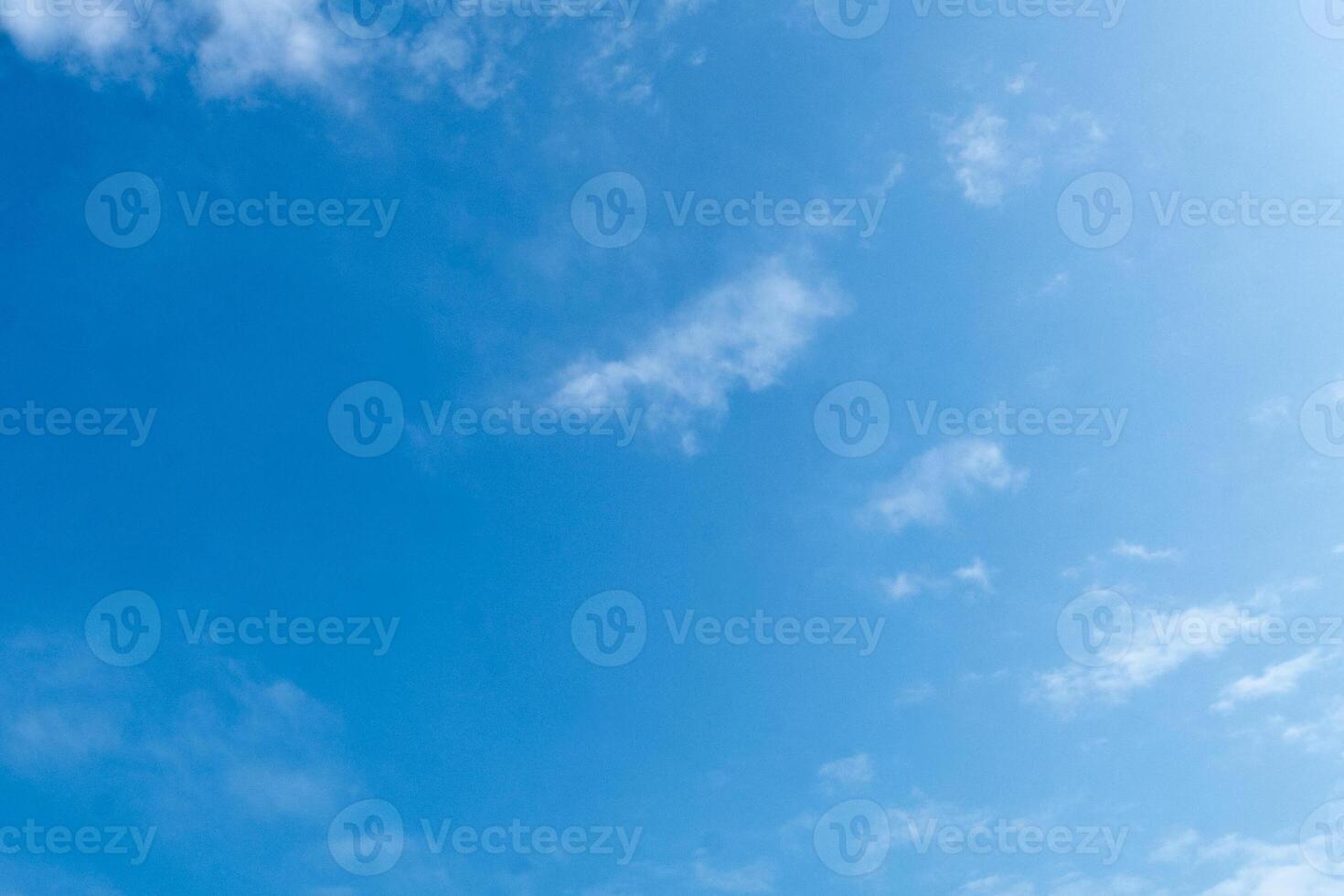 A clear blue sky with scattered white clouds in daylight photo