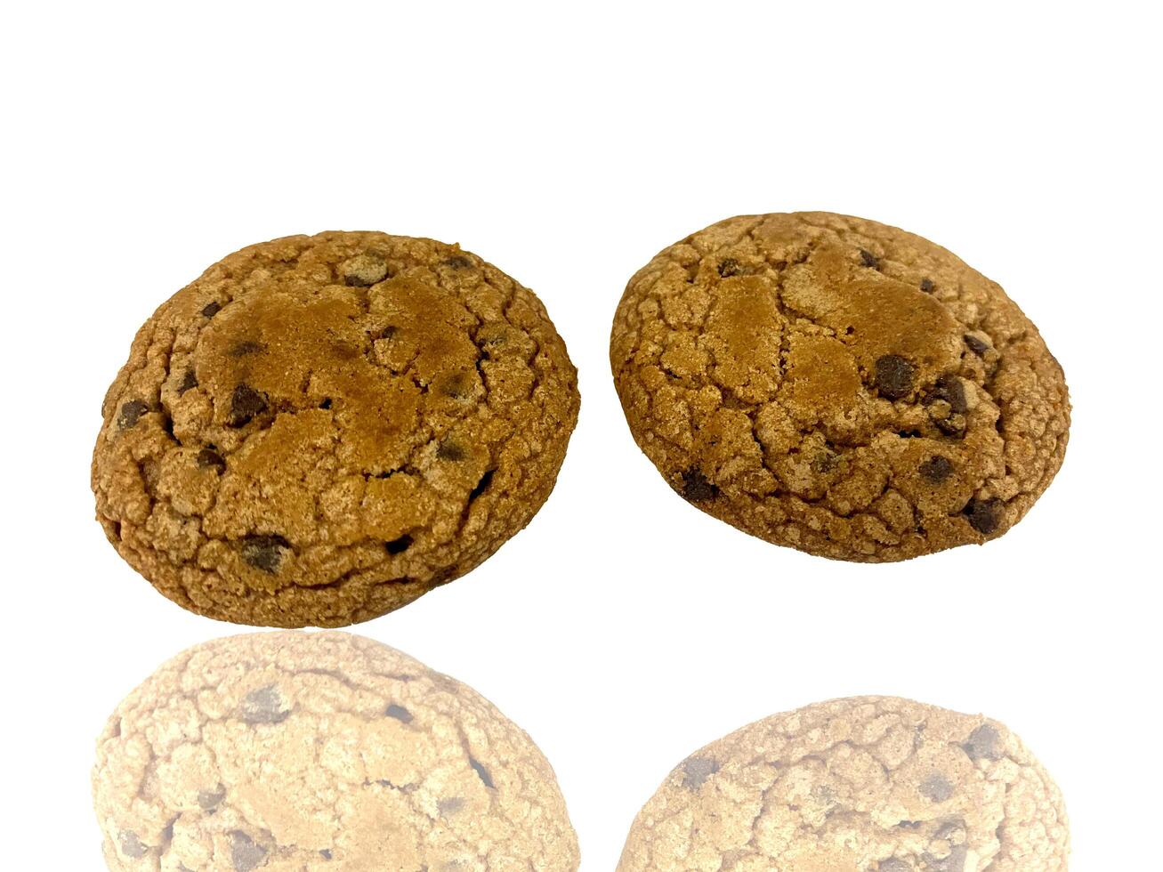 Tasty chocolate chip cookies isolated on white background photo