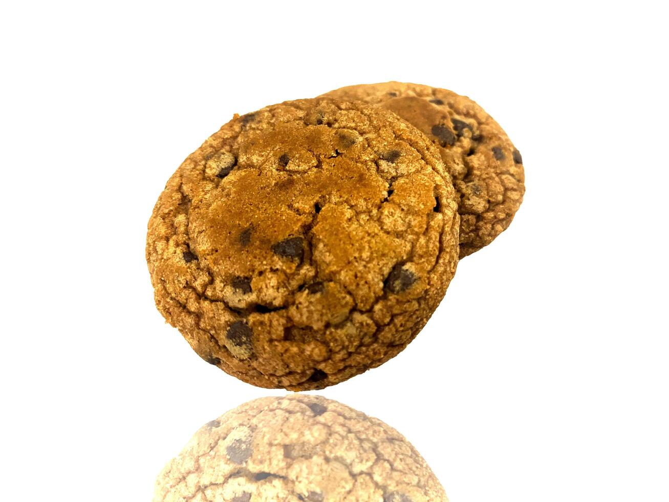 Chocolate chip cookies beautifully isolated on white background photo