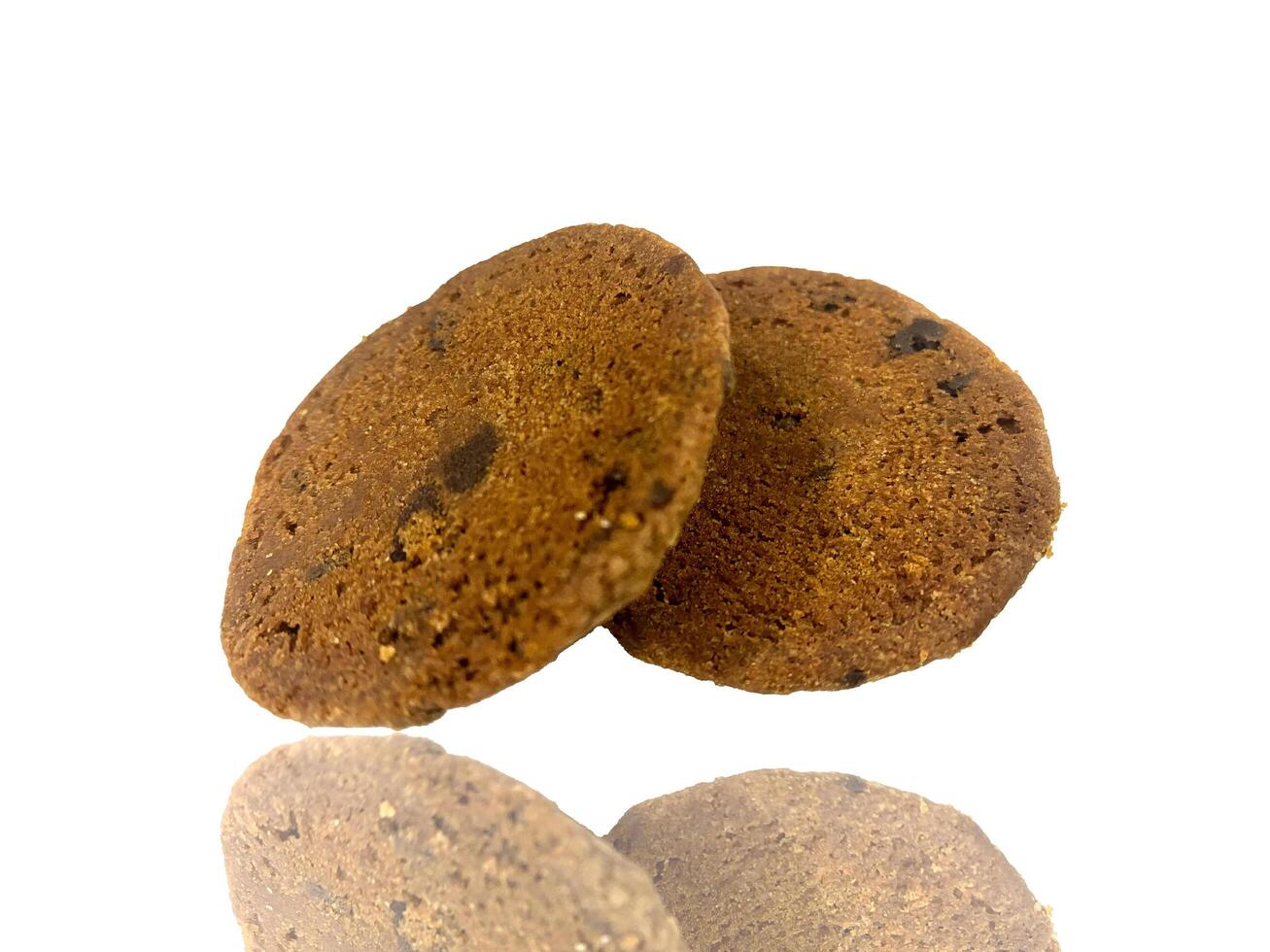 Chocolate chip biscuits beautifully isolated on white photo