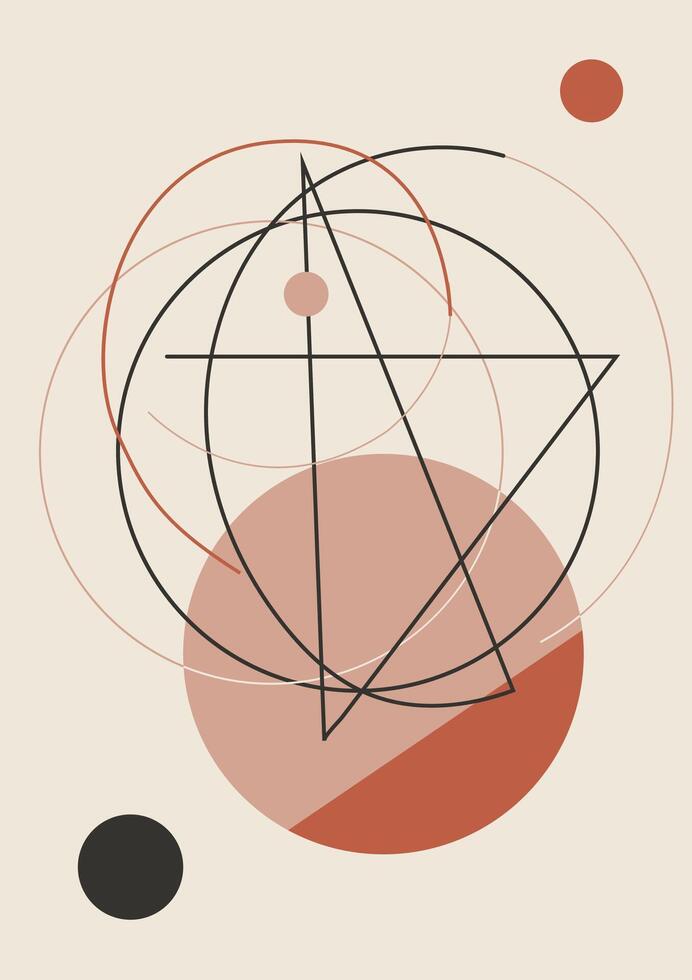 Poster Abstract Painting with Geometric Shapes. vector