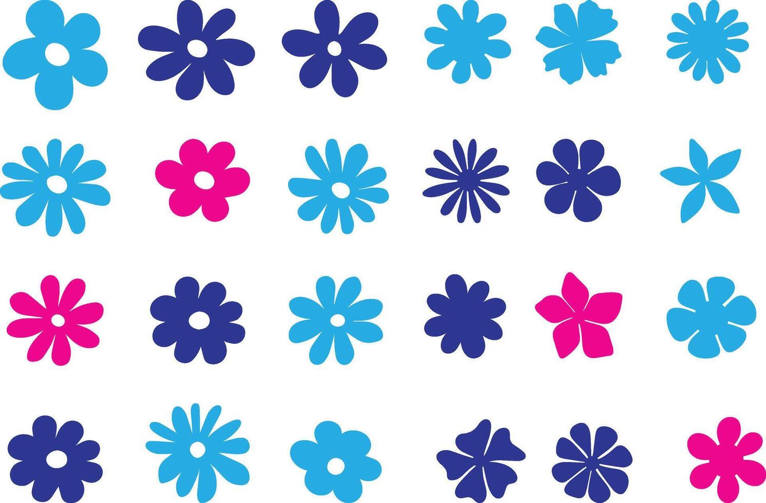 a collection of blue and pink flowers vector