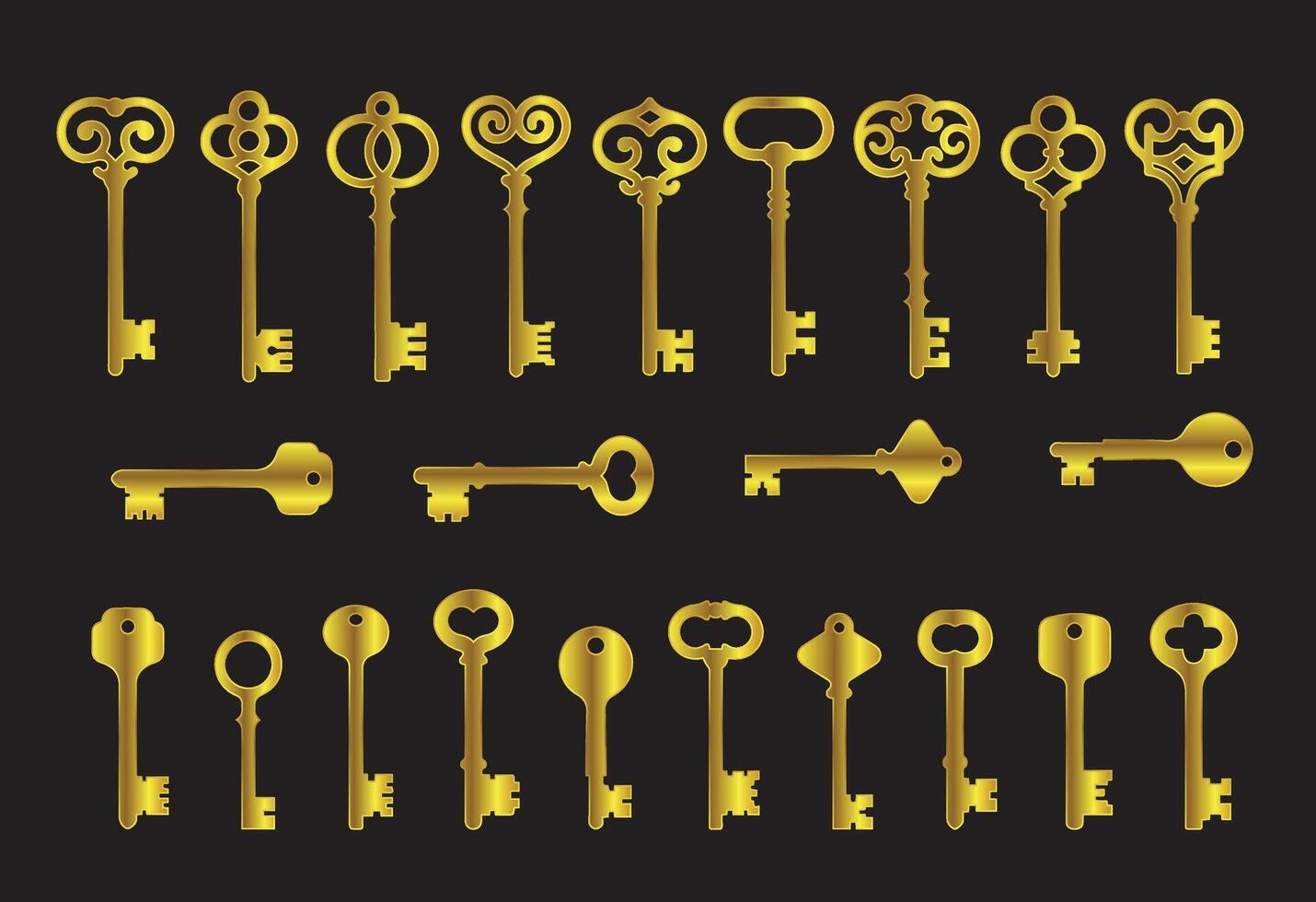golden keys black background vector