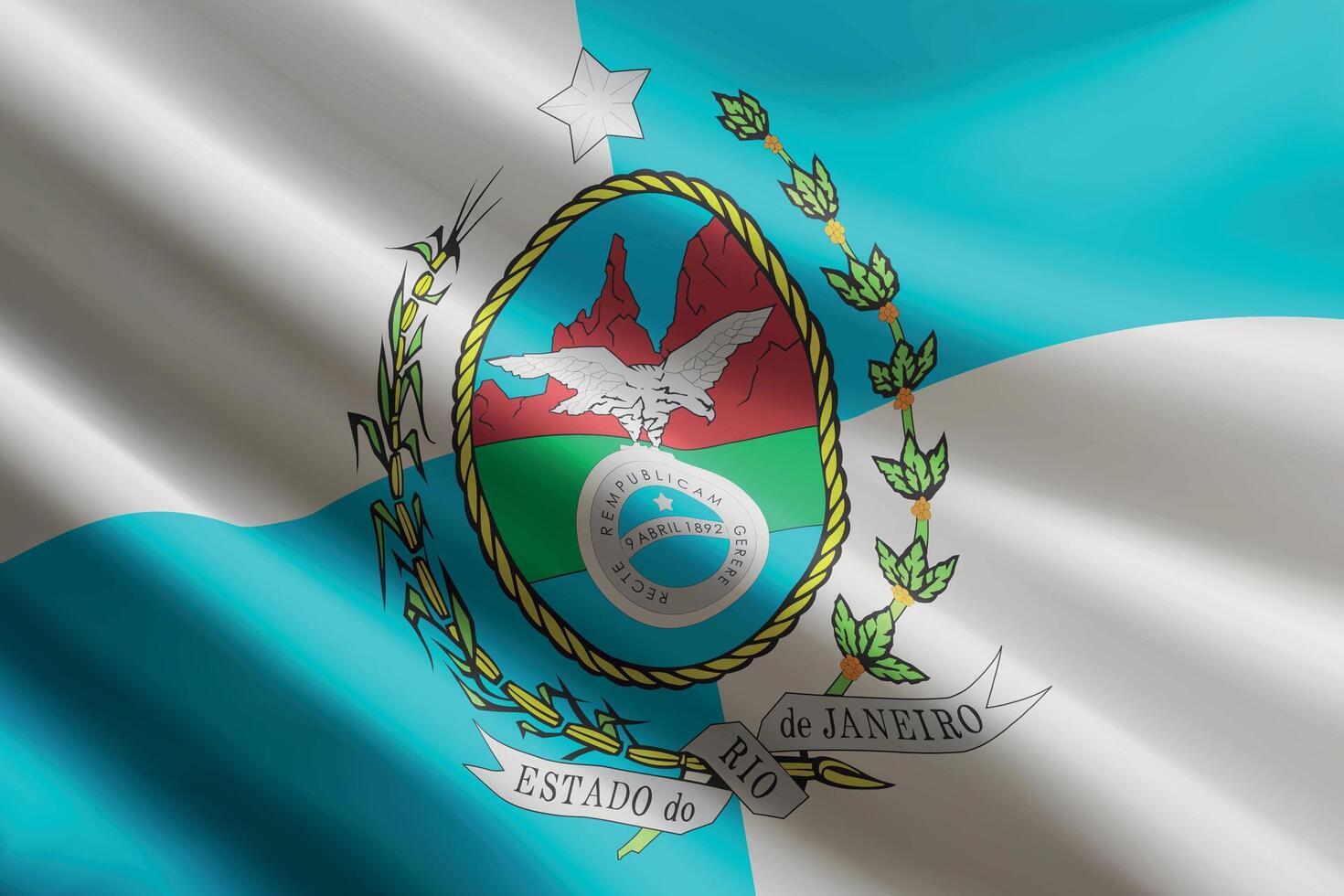 Flag of Rio de Janeiro with emblem vector