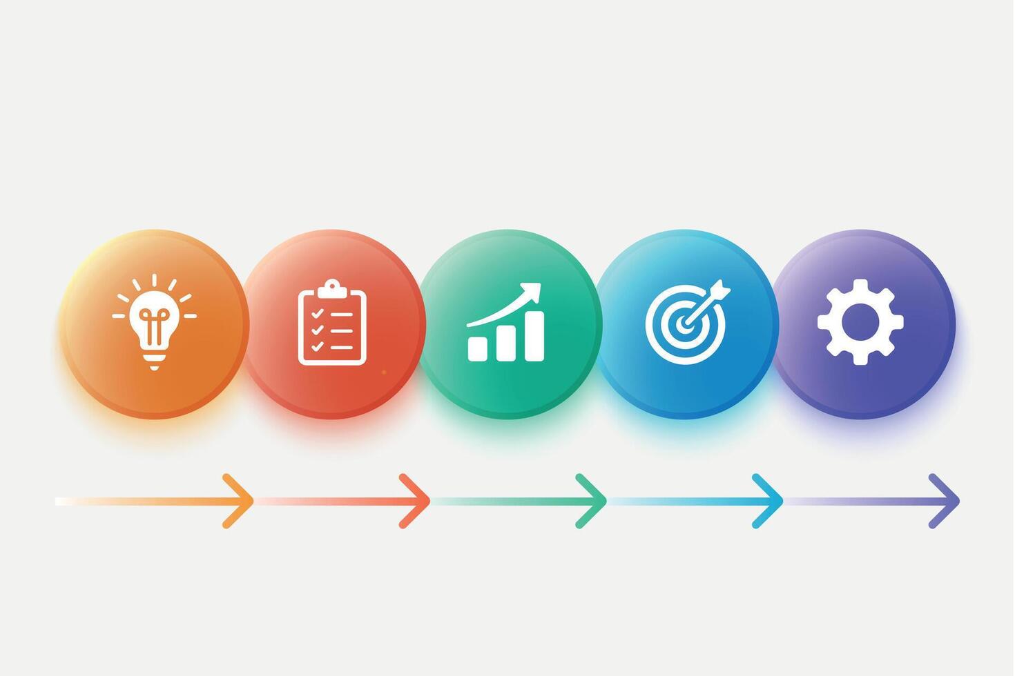 Glossy button timeline with business icons and arrow flow vector