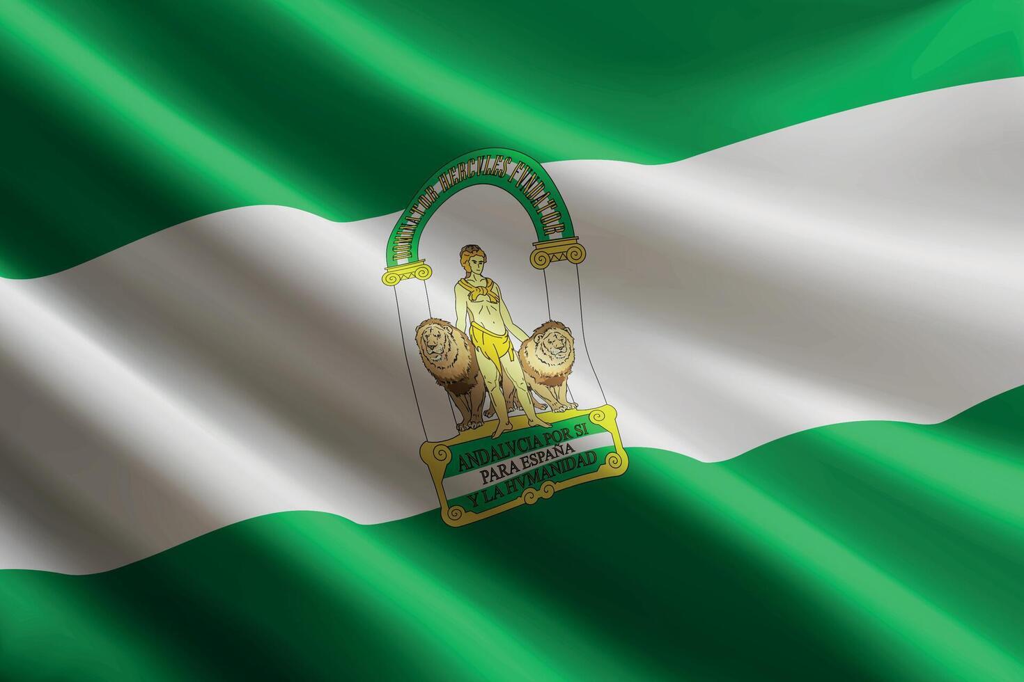Andalusia flag waving in the wind. autonomous community of Spain vector