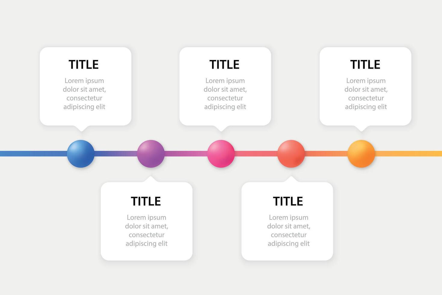 Horizontal step-by-step infographic with speech bubble boxes vector