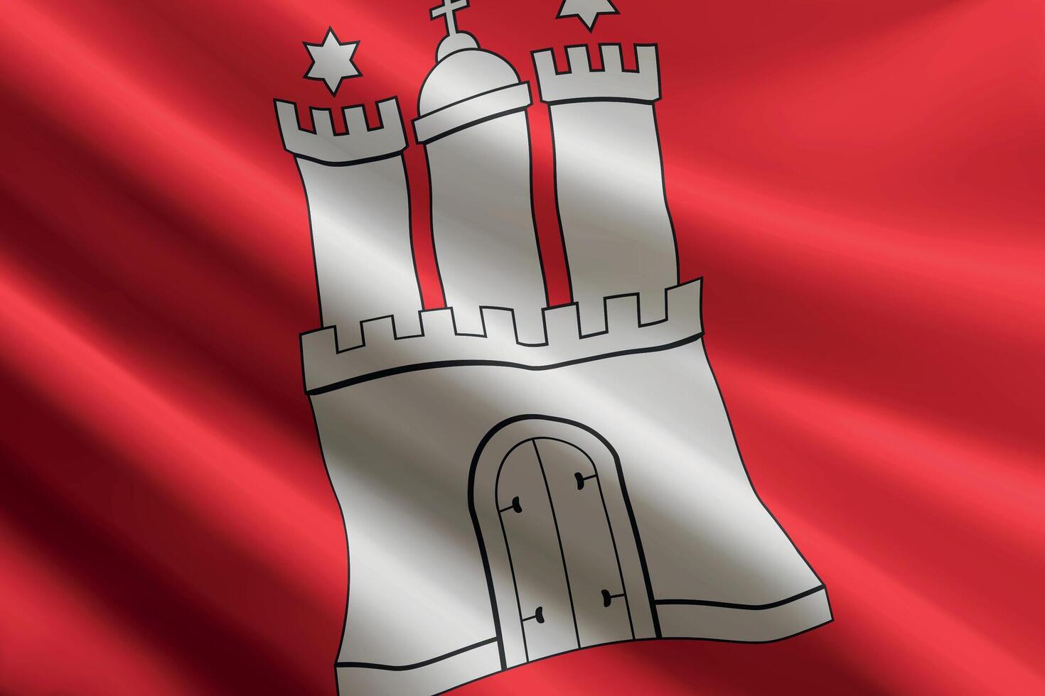 Hamburg flag waving in the wind. State of Germany vector