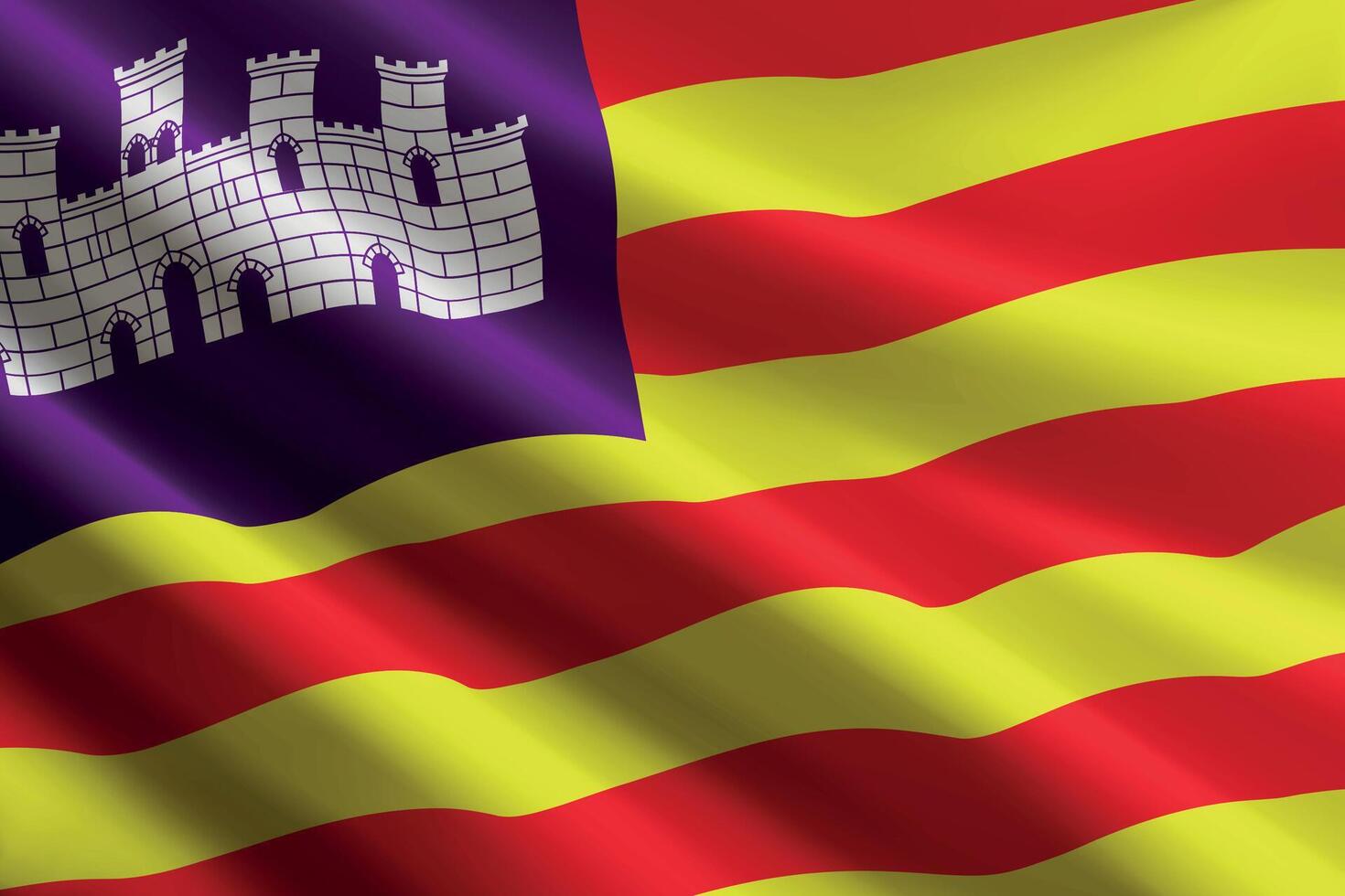 Balearic Islands flag waving in the wind. autonomous community of Spain vector