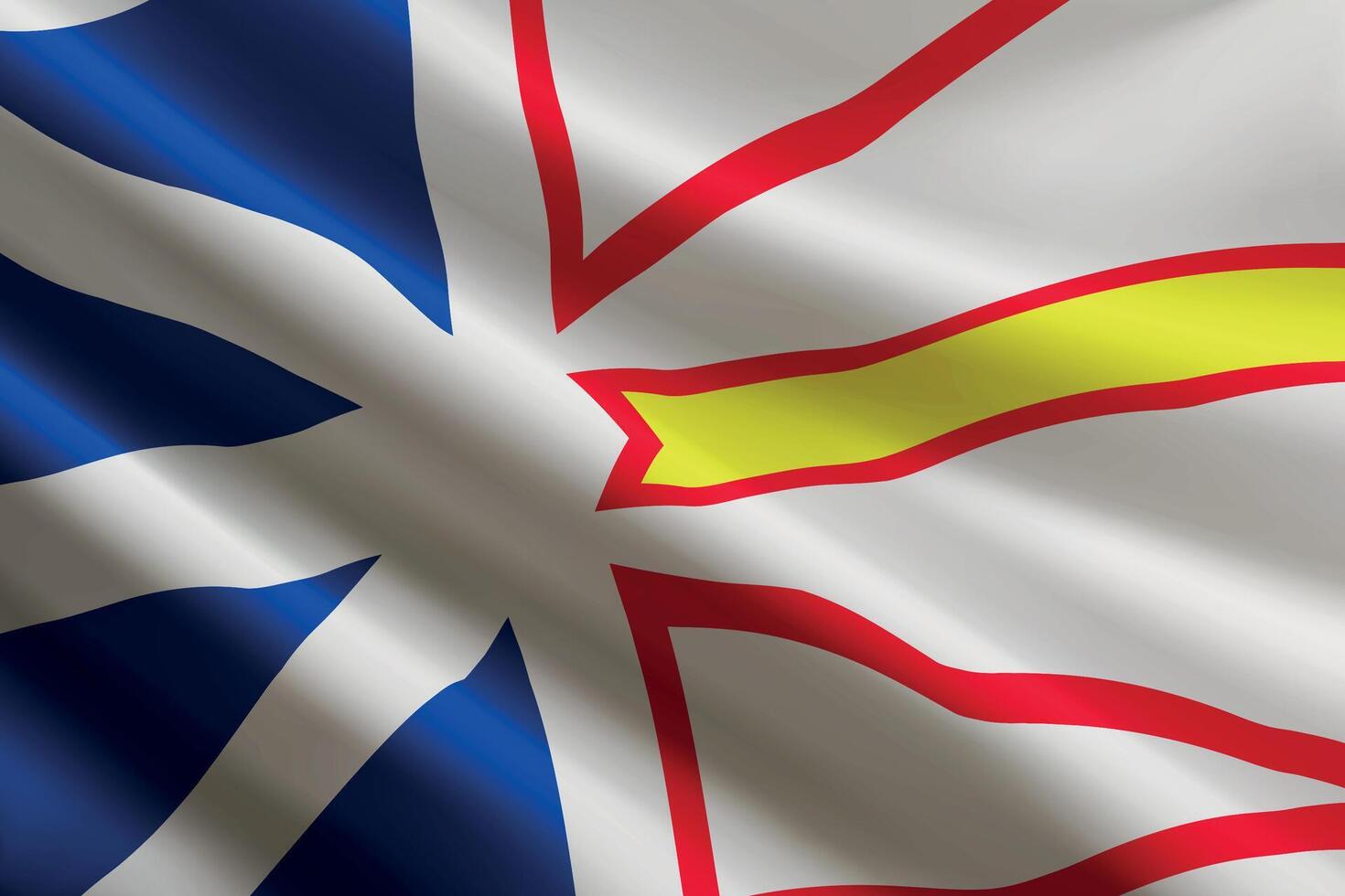 Newfoundland and Labrador flag waving in the wind. State of Canada vector