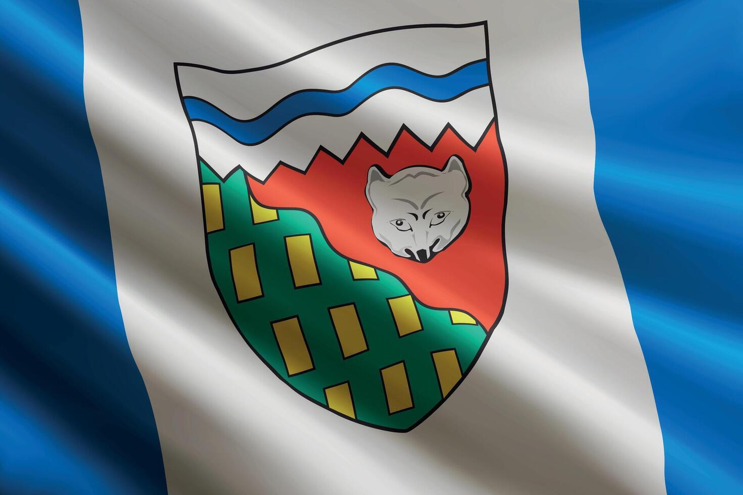 Northwest Territories flag waving in the wind. State of Canada vector