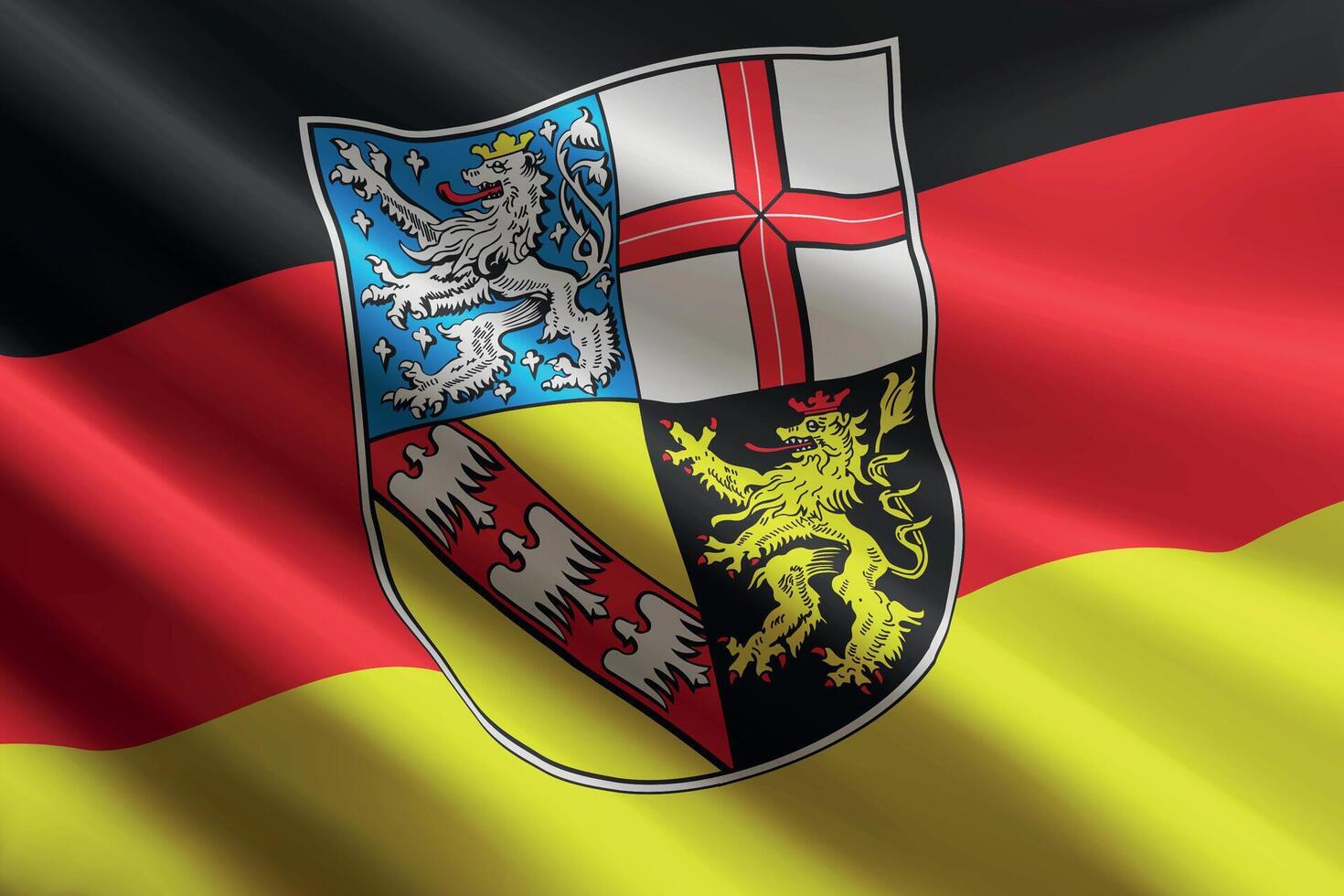 Saarland flag waving in the wind. State of Germany vector