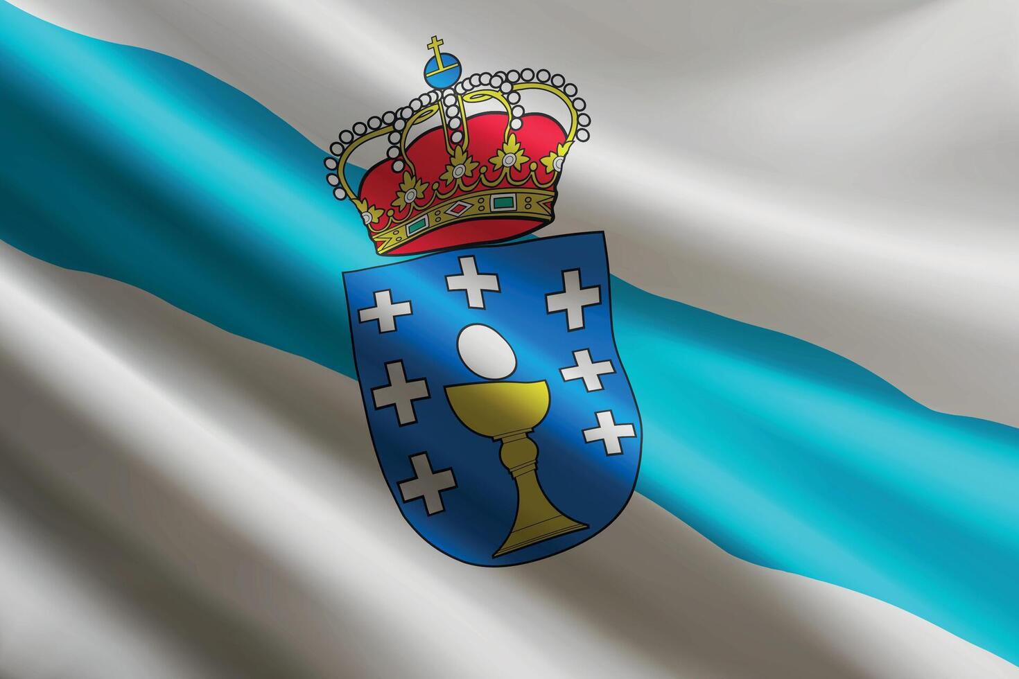Galicia flag waving in the wind. autonomous community of Spain vector