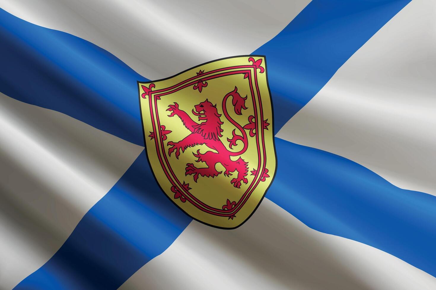 Nova Scotia flag waving in the wind. State of Canada vector