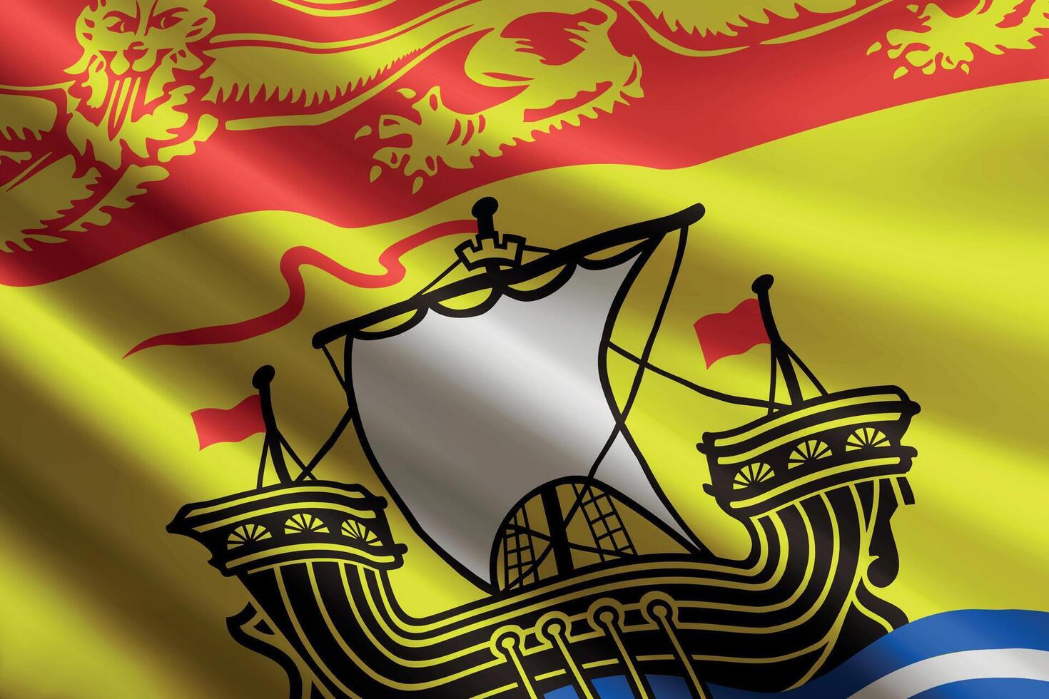 New Brunswick flag waving in the wind. State of Canada vector