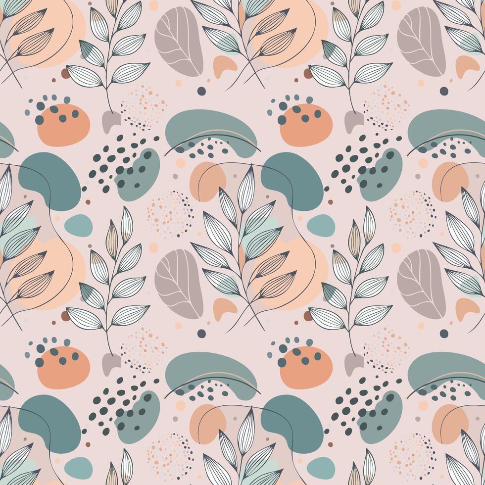 A seamless pattern with leaves and flowers vector