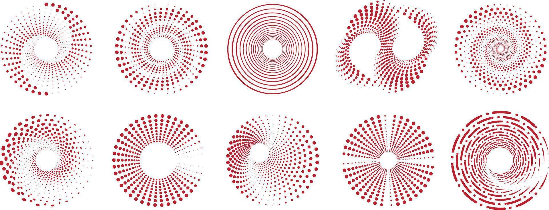 A set of red circles with different shapes vector