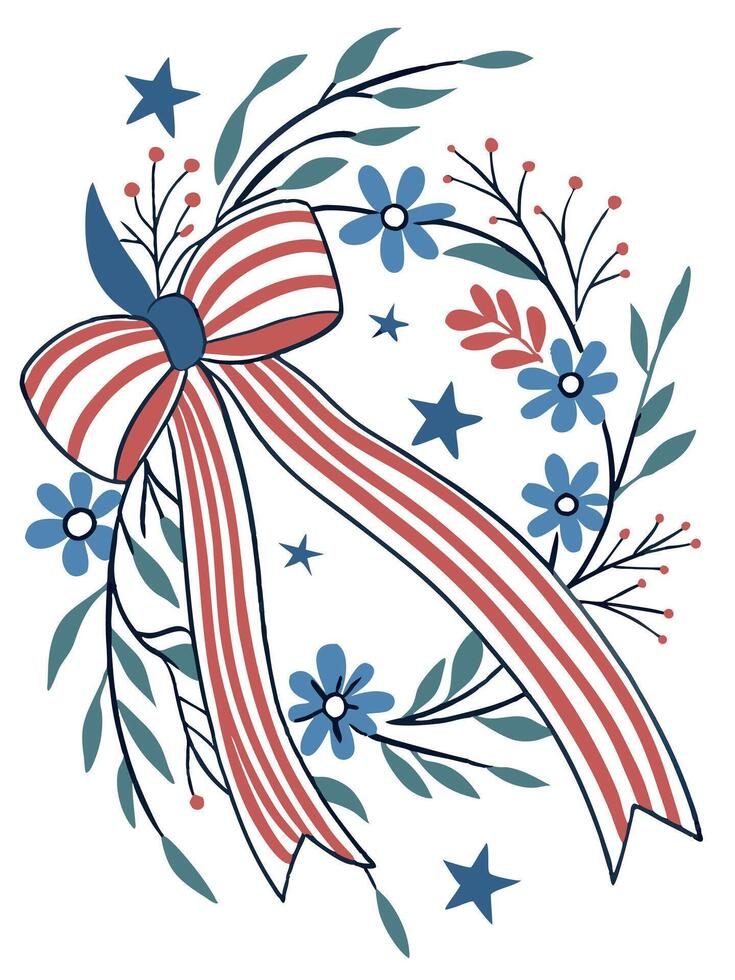 A patriotic wreath with stars and stripes vector