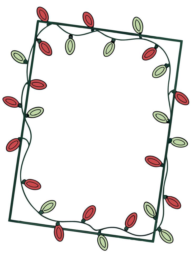 A square frame with christmas lights on it vector
