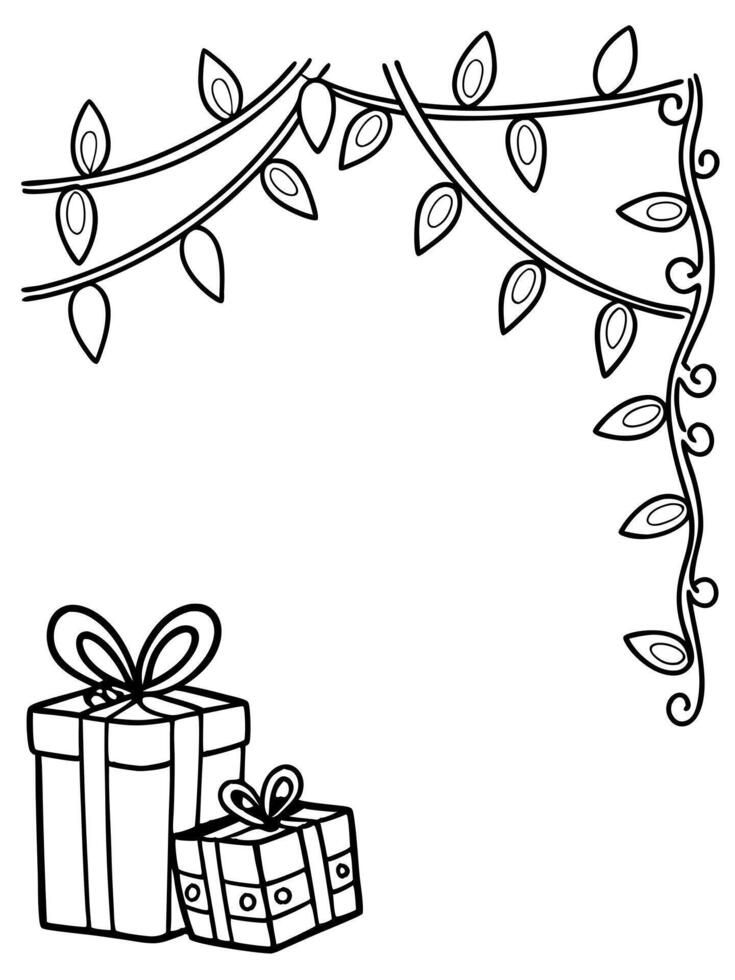 Christmas gift box coloring page vector