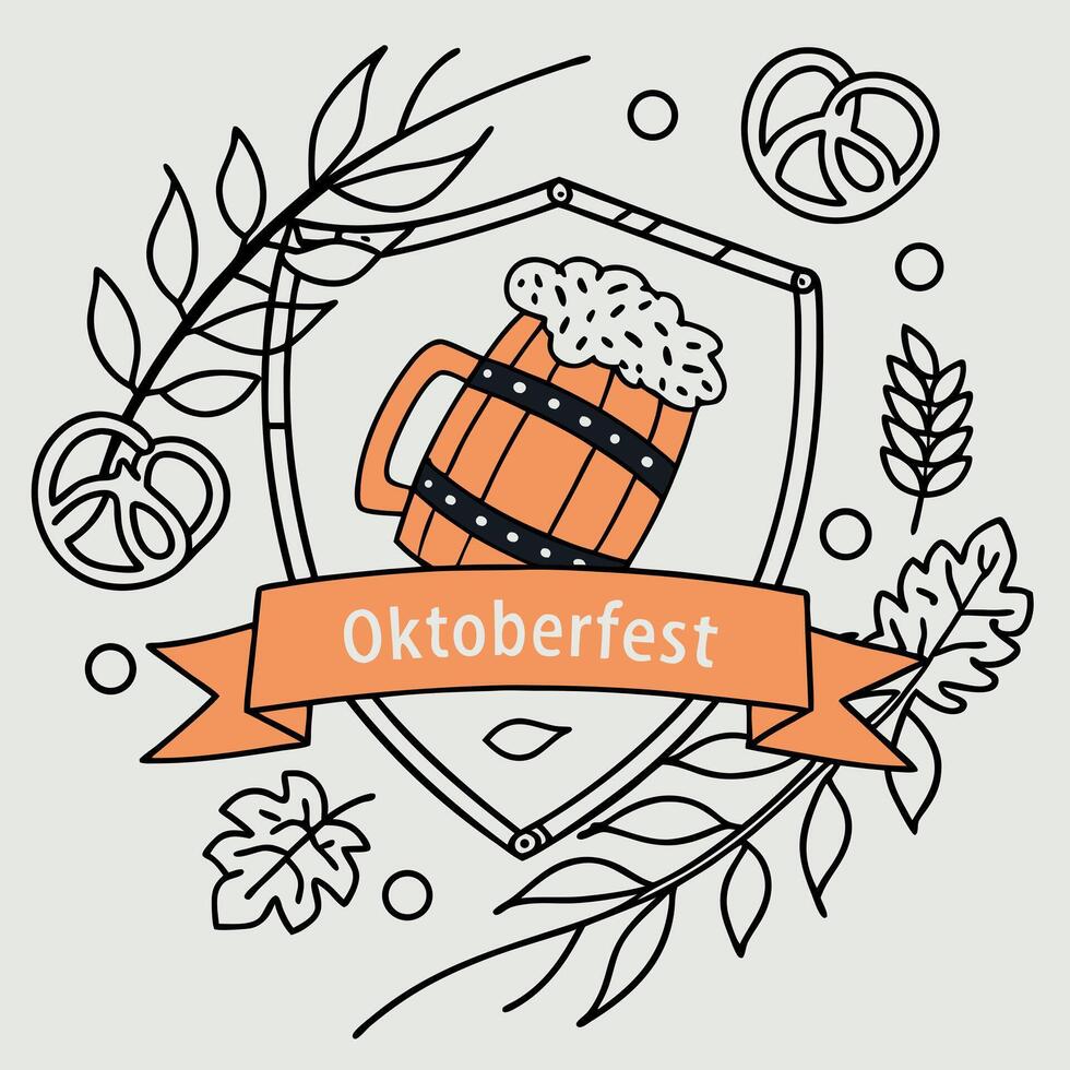 Oktoberfest logo with a beer mug and a banner vector