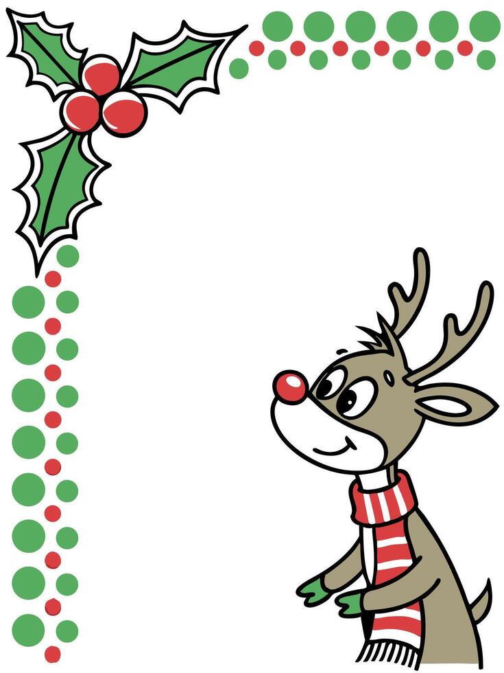Christmas reindeer with holly and berries vector