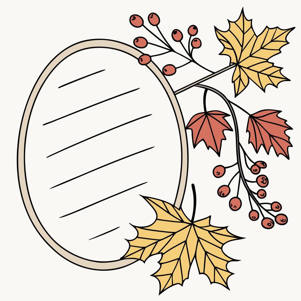 Autumn leaves and a frame with a note inside vector
