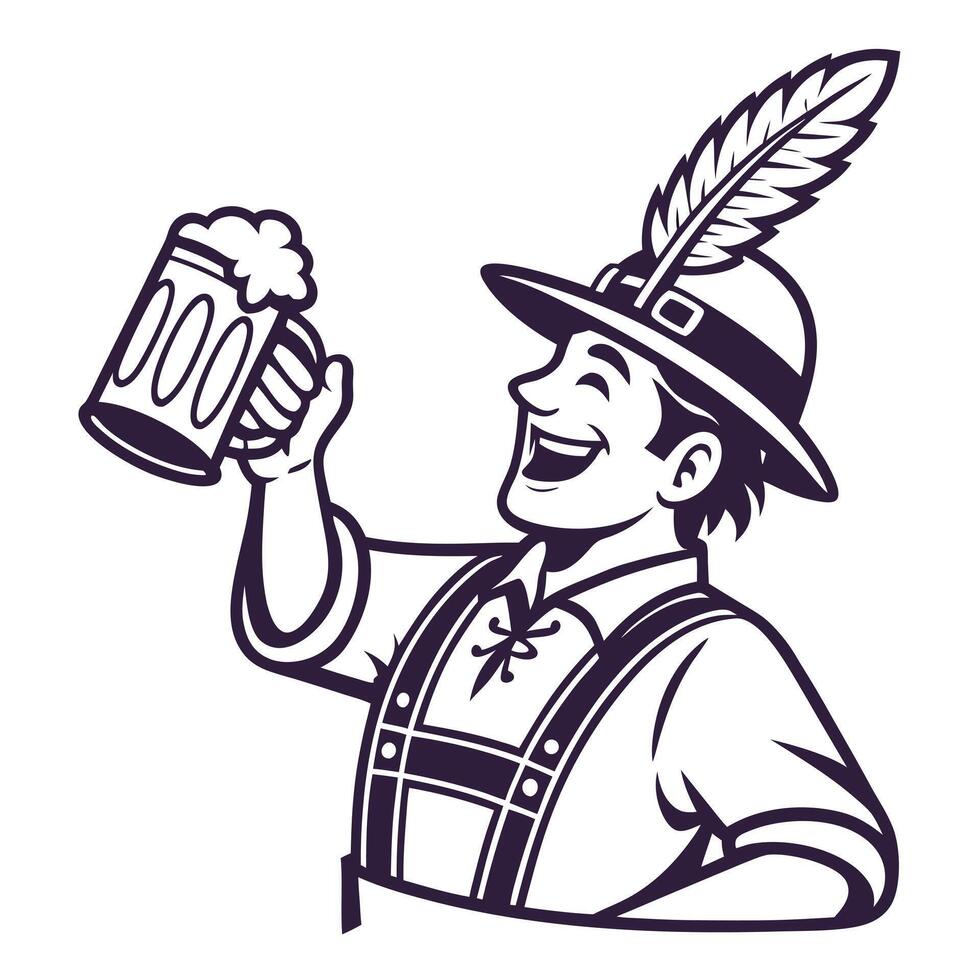 Oktoberfest bavarian man with beer mug illustration vector