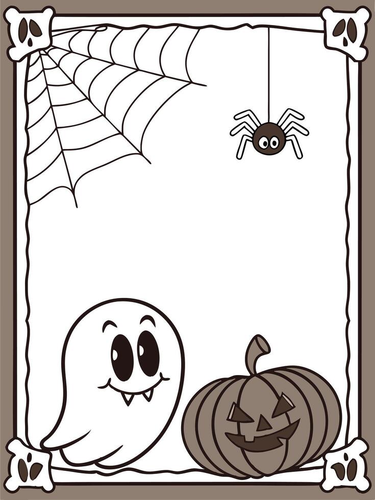 Halloween frame with ghost and pumpkin vector