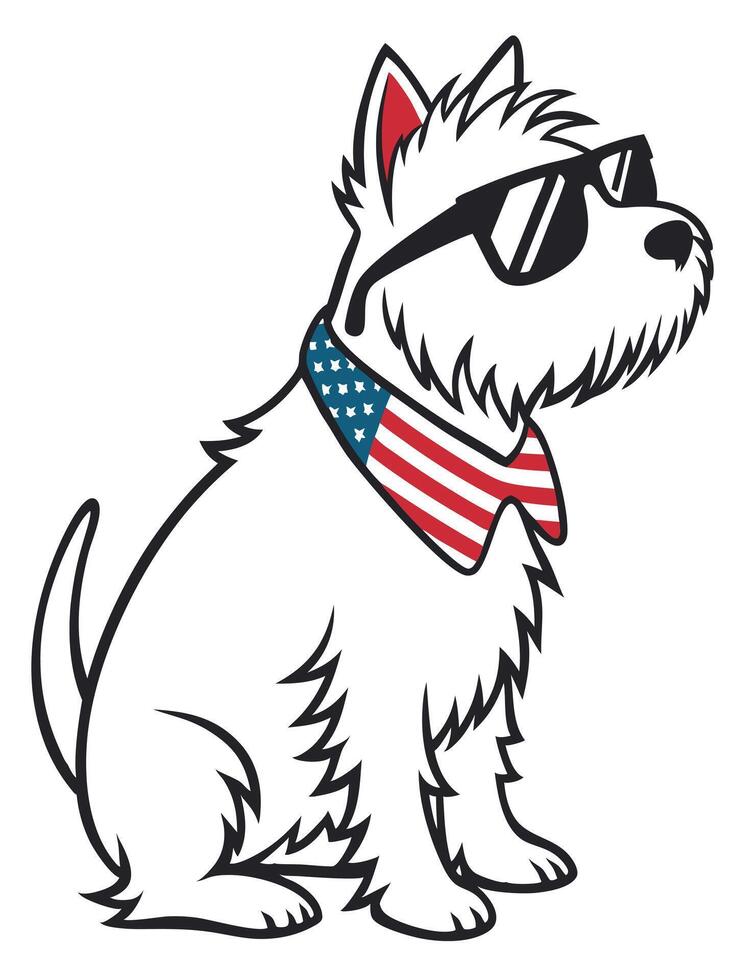 A cartoon dog wearing sunglasses and a bow tie vector