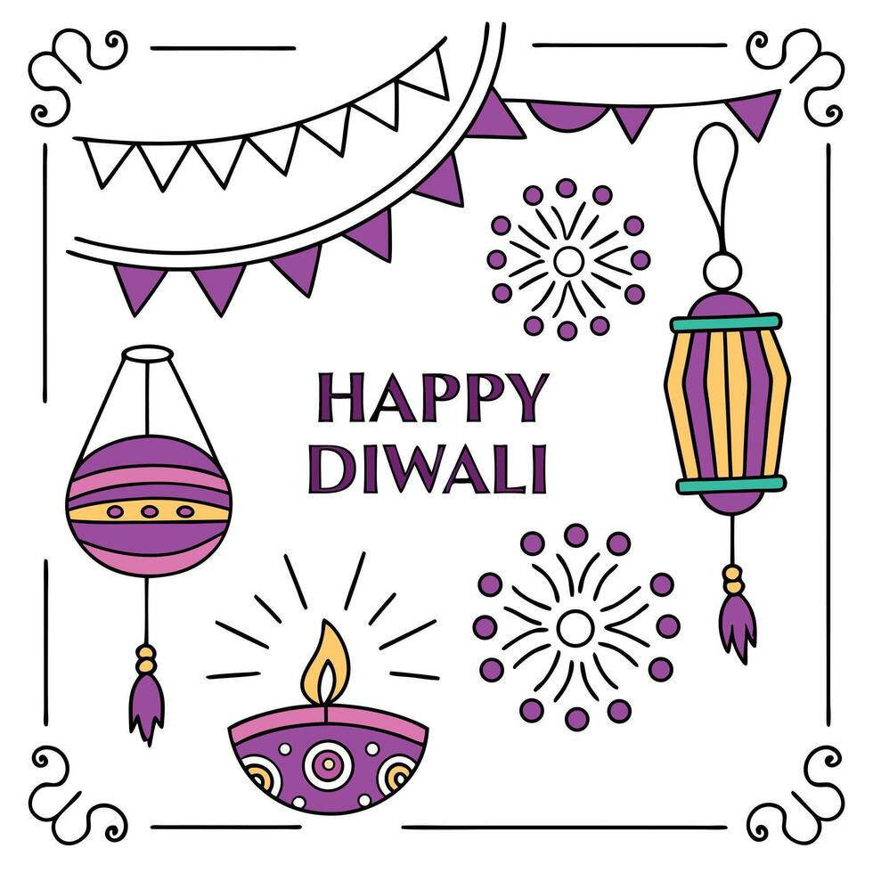 Happy diwali illustration vector