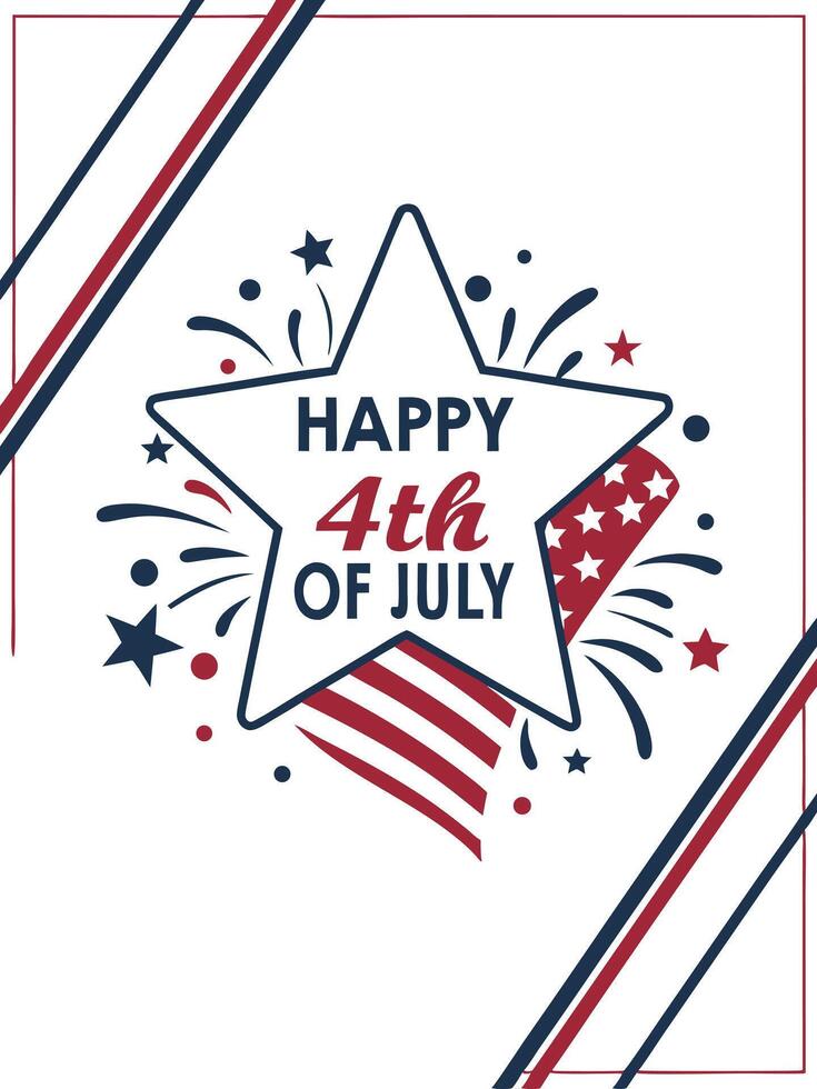 Happy 4th of july with stars and stripes vector