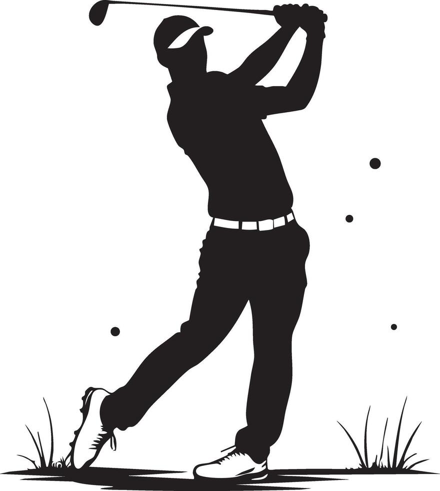 Golfer Swinging Club in Action Pose vector